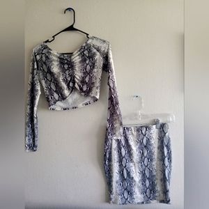 SnakeSkin Print Maxi Skirt and Crop Top Never Worn